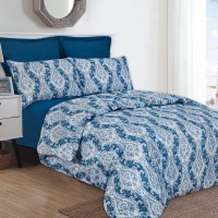 Коломбина (бело-синее) постельное белье из сатина 4 наволочки